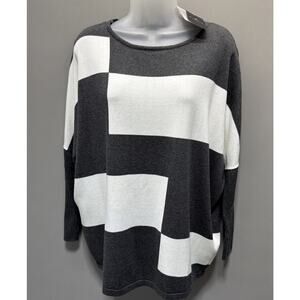 Marble Scotland Colorblock Luxury Cotton Knit Oversized Sweater Womens S NWT